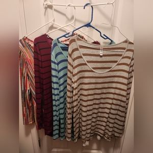 Bundle of FOUR Large striped lularoe long sleeved tops
